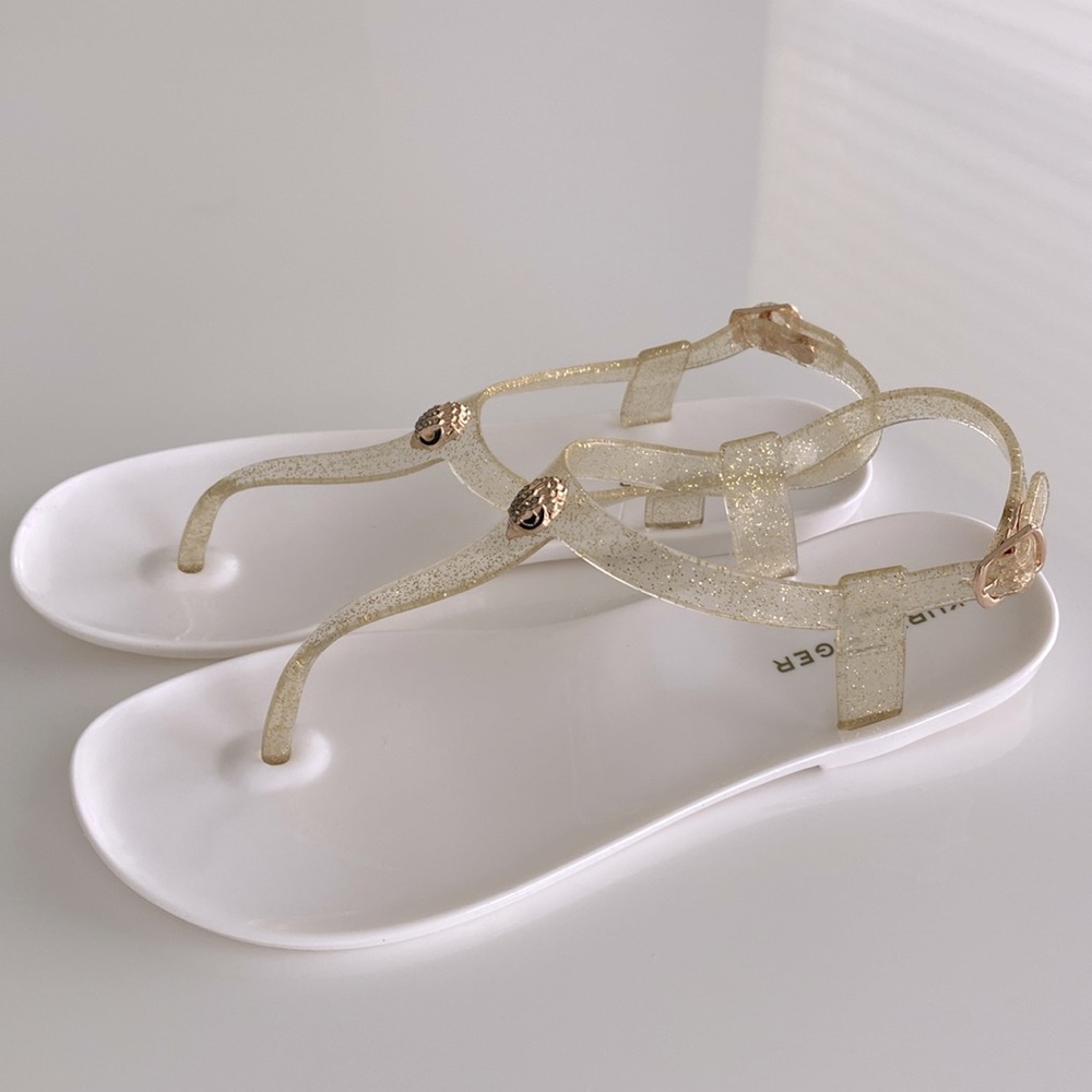Kurt Geiger London Mini Maddison Sandals White Gold New